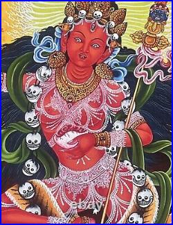 Vajravarahi Newari Paubha Thangka Digital Giclee Print On Canvas Of Original Art