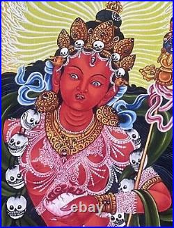 Vajravarahi Newari Paubha Thangka Digital Giclee Print On Canvas Of Original Art