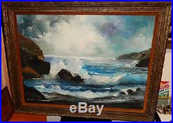 Van Gores Huge Original Oil On Canvas Seascape Painting California Artist