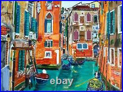 Venice Italy, Acrylic Painting on Canvas, Original, 2020 Aubier Torres