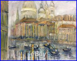 Venice Italy Gondola Tours 16 x 20 in. Original Oil on canvas Hall Groat Sr