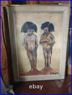Ventage Painting 19x26 frame hand painted art brewer 61 Really Nice Old Painting