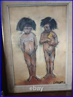 Ventage Painting 19x26 frame hand painted art brewer 61 Really Nice Old Painting