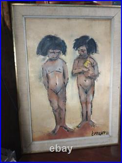 Ventage Painting 19x26 frame hand painted art brewer 61 Really Nice Old Painting