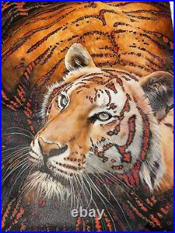 Vera V. Goncharenko Hiding Original Oil on Canvas Signed Tiger COA