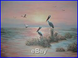 Very Large Original Oil Painting On Canvas Seascape With Pel Signed By W. Dawson
