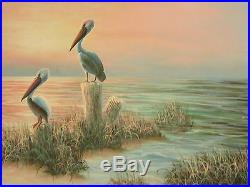 Very Large Original Oil Painting On Canvas Seascape With Pel Signed By W. Dawson