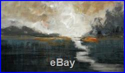 Very large Painting Original Acrylic on Canvas Abstract Art. By Hunoz 28 x 48