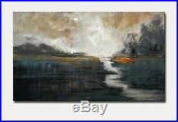 Very large Painting Original Acrylic on Canvas Abstract Art. By Hunoz 28 x 48
