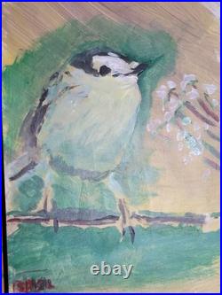 Vibrant Abstract Expressionism Canvas Painting, Bird Alight 2, Basil Arts