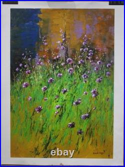 Vibrant field of purple wildflowers 24x36 original oil on canvas Impressionism