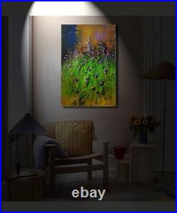 Vibrant field of purple wildflowers 24x36 original oil on canvas Impressionism