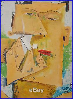 Victor Rubin (born 1950)'abstract Portrait, 1977' Original Oil On Canvas Signed