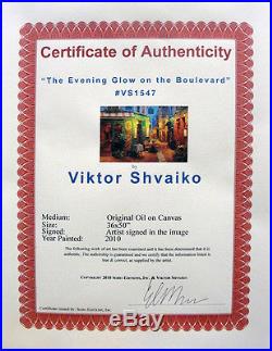 Viktor Shvaiko The Evening Glow On The Boulevard Original Oil/canvas 36x50