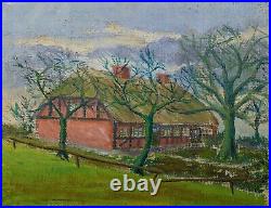 Village house landscape oil on canvas painting