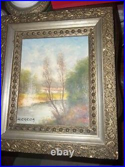 Vinatage original oil on canvas painting landscape Antonio? Cereda