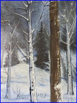 Vintage 1994 Cameron Blagg Oil Painting Wolf Wolves Winter Forest Northwest