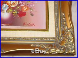 Vintage 2 Original ROBERT COX OIL on CANVAS Floral Painting FLOWERS GOLD FRAMES