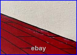 Vintage 70s Geometric Shapes Entryway Modern Art Painting Wall Hanging Signed