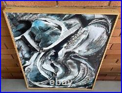 Vintage Abstract Oil Painting Mid Century Modern MCM Wall Hanging Student Art