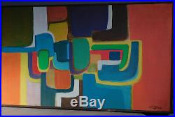 Vintage American Modern Abstract Oil Painting Chris Triola Michigan Designer 67
