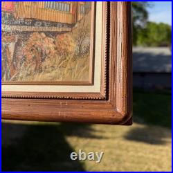 Vintage C. Carson Signed Oil Painting Steam Train Locomotive Wood Frame 12x16