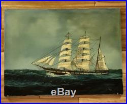 Vintage Captain Lars Original Maritime Oil Painting On Canvas, Signed 1975 D
