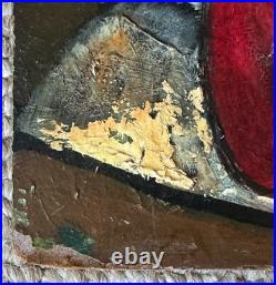 Vintage Clown Library Books Oil Painting Modern Art Wall Hanging Unknown Artist