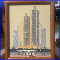 Vintage Eduardo Oropeza Original Oil on Canvas Chicago Skyline Marina Tower 8x10