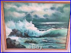 Vintage Estate ORIGINAL SEASCAPE Ocean OIL on Canvas PAINTING Ricardo