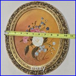 Vintage Framed Still Life Oil Painting Floral Signed Ornate Gilt Chateau Core