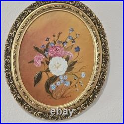 Vintage Framed Still Life Oil Painting Floral Signed Ornate Gilt Chateau Core