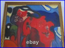 Vintage French Painting Expressionism Surrealism 1960's Paris Abstract Pop