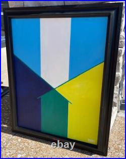 Vintage Geometric Shapes Acrylic Painting Modern Art Wall Hanging Signed Menges