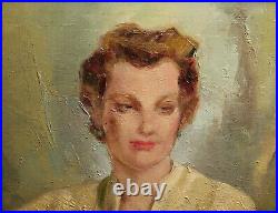 Vintage Lady Portrait Oil Painting Listed California Artist Maria Von Ridelstein