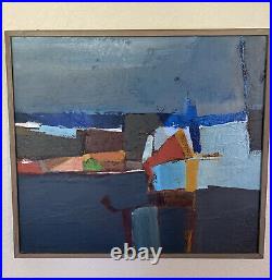 Vintage Mid Century Modern Abstract Oil Mixed Painting Listed Ray Jacobsen MCM
