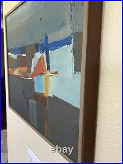 Vintage Mid Century Modern Abstract Oil Mixed Painting Listed Ray Jacobsen MCM