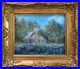 Vintage-Oil-Painting-Bluebonnet-Landscape-Antique-Old-Home-Ornate-Frame-01-xej
