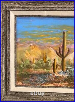 Vintage Oil Painting-Spring in the Desert-Yucca/Sunset-Landscape-Western Art