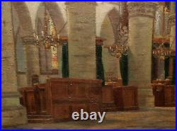 Vintage Oil Painting St Bavo Church The Netherlands Carl W. Houbein Listed Dutch