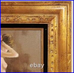 Vintage Oil Painting on Canvas Nude Woman Portrait Framed Art (25 x 21)