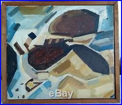 Vintage Original 60's modernist abstract painting oil on canvas Peter Smailes