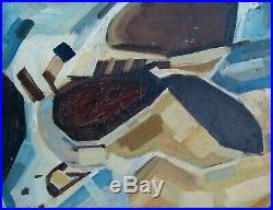 Vintage Original 60's modernist abstract painting oil on canvas Peter Smailes