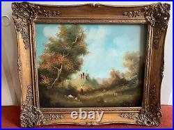 Vintage Original Art Painting Oil On Canvas Signed Della Valle Ornate Wood Frame