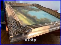Vintage Original Art Painting Oil On Canvas Signed Della Valle Ornate Wood Frame