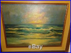 Vintage Original Artist Signed Oil Painting on Canvas Seascape Ocean