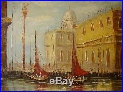 Vintage Original Framed Venice Cityscape Oil Painting on Canvas Signed Irving