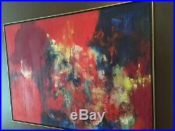 Vintage Original MCM Abstract Painting on Canvas Framed