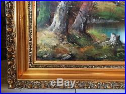 Vintage Original Oil Painting On Canvas Landscape Signed Ornate Frame