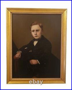 Vintage Original Oil Painting On Canvas Of A young Boy